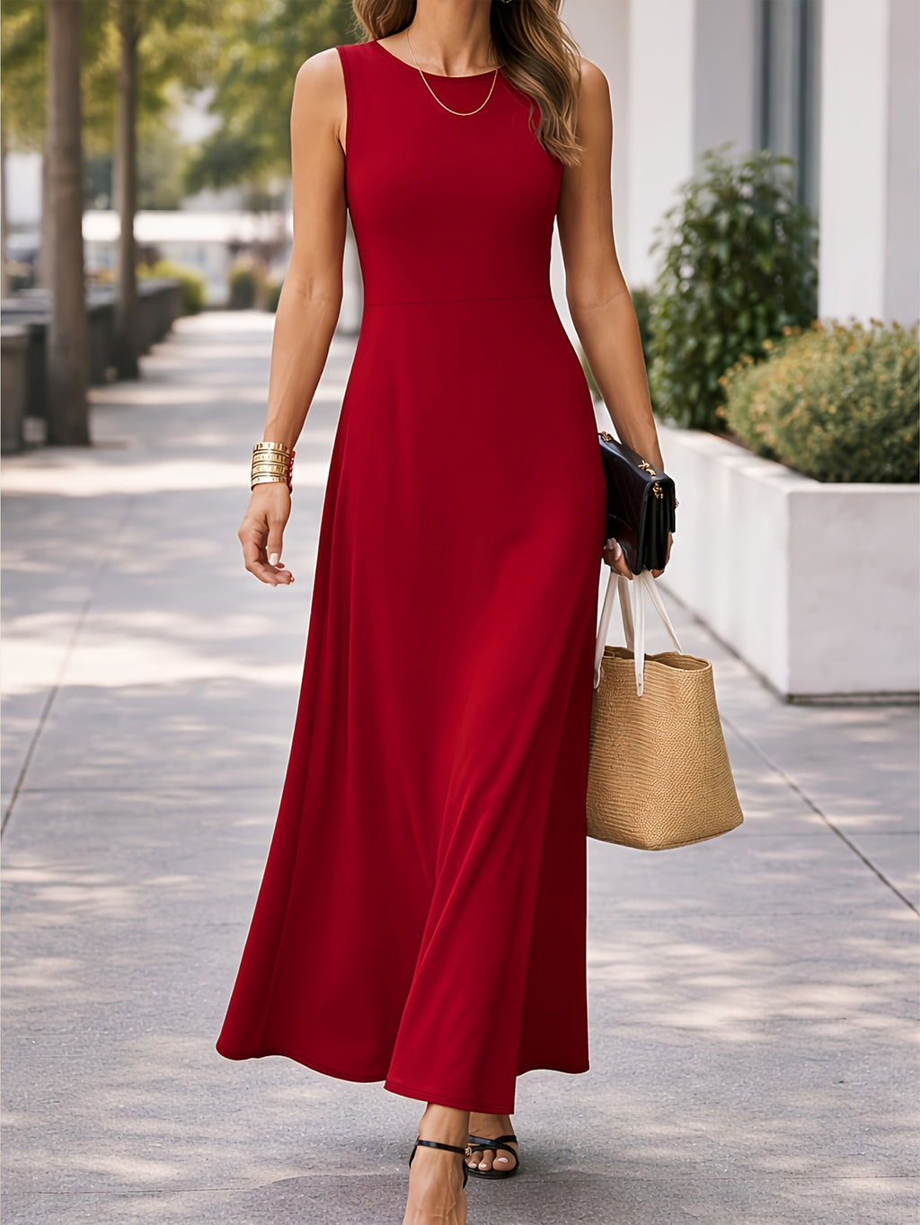 Elegantes ärmelloses A-Linien-Kleid