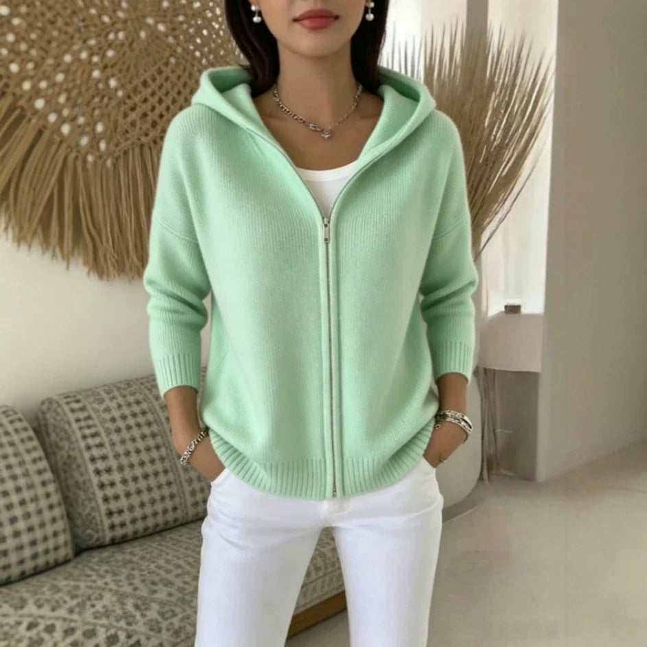 Strick-Hoodie mit Reissverschluss