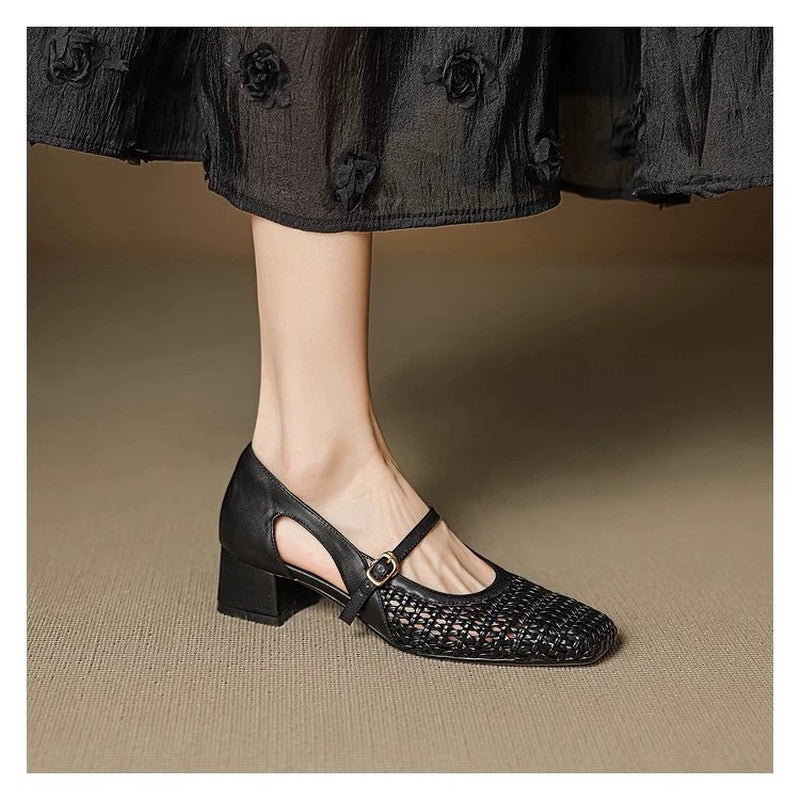 Weißes Quadratto-Toe Sandal mit Einsteckerfessel