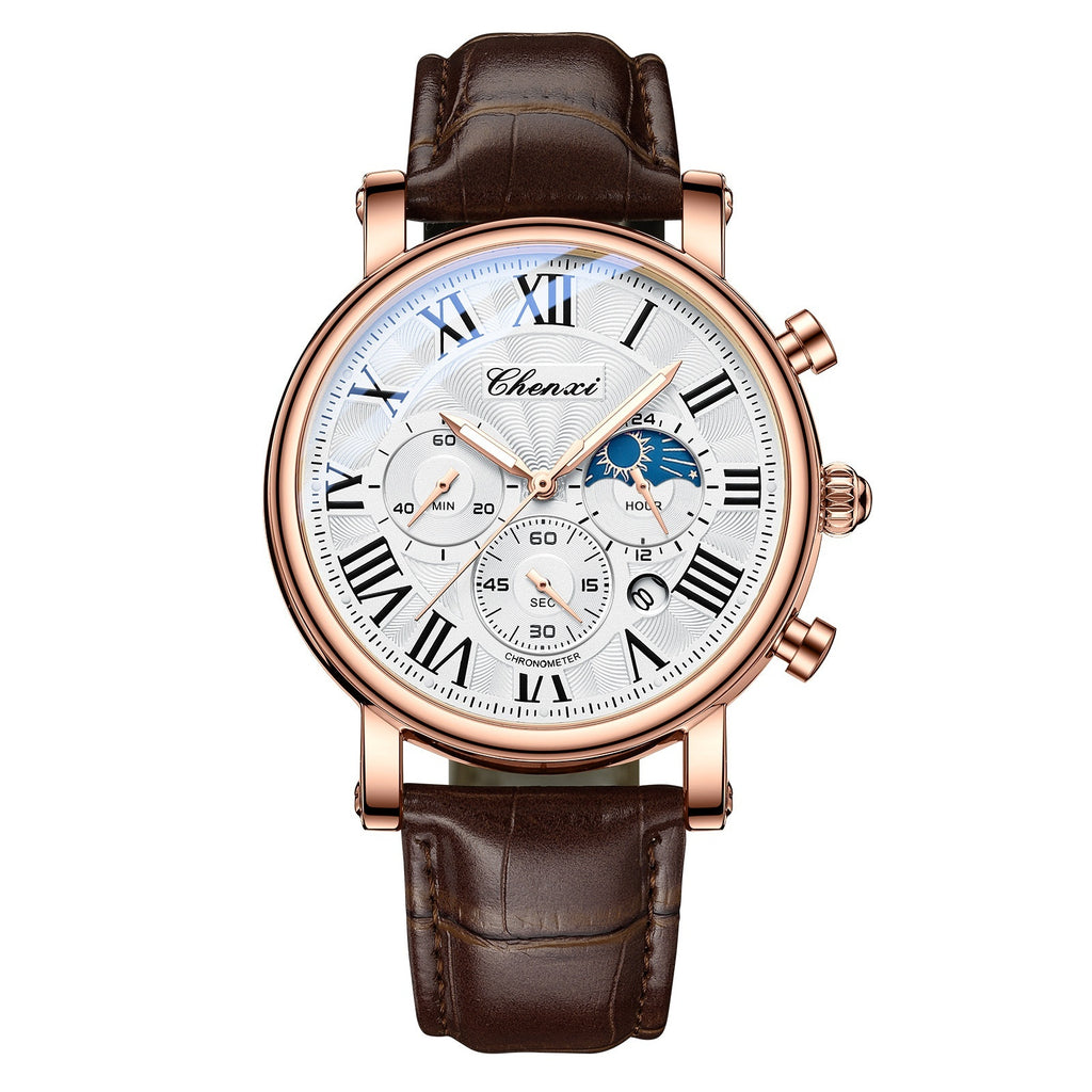 Herren-Armbanduhr mit Mondphase und Kalender | LuxeStyle
