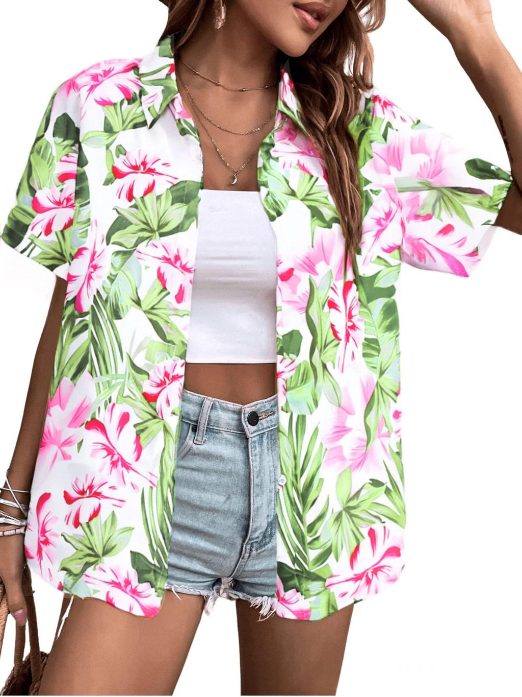 Bluse mit Blumenmuster, locker geschnitten