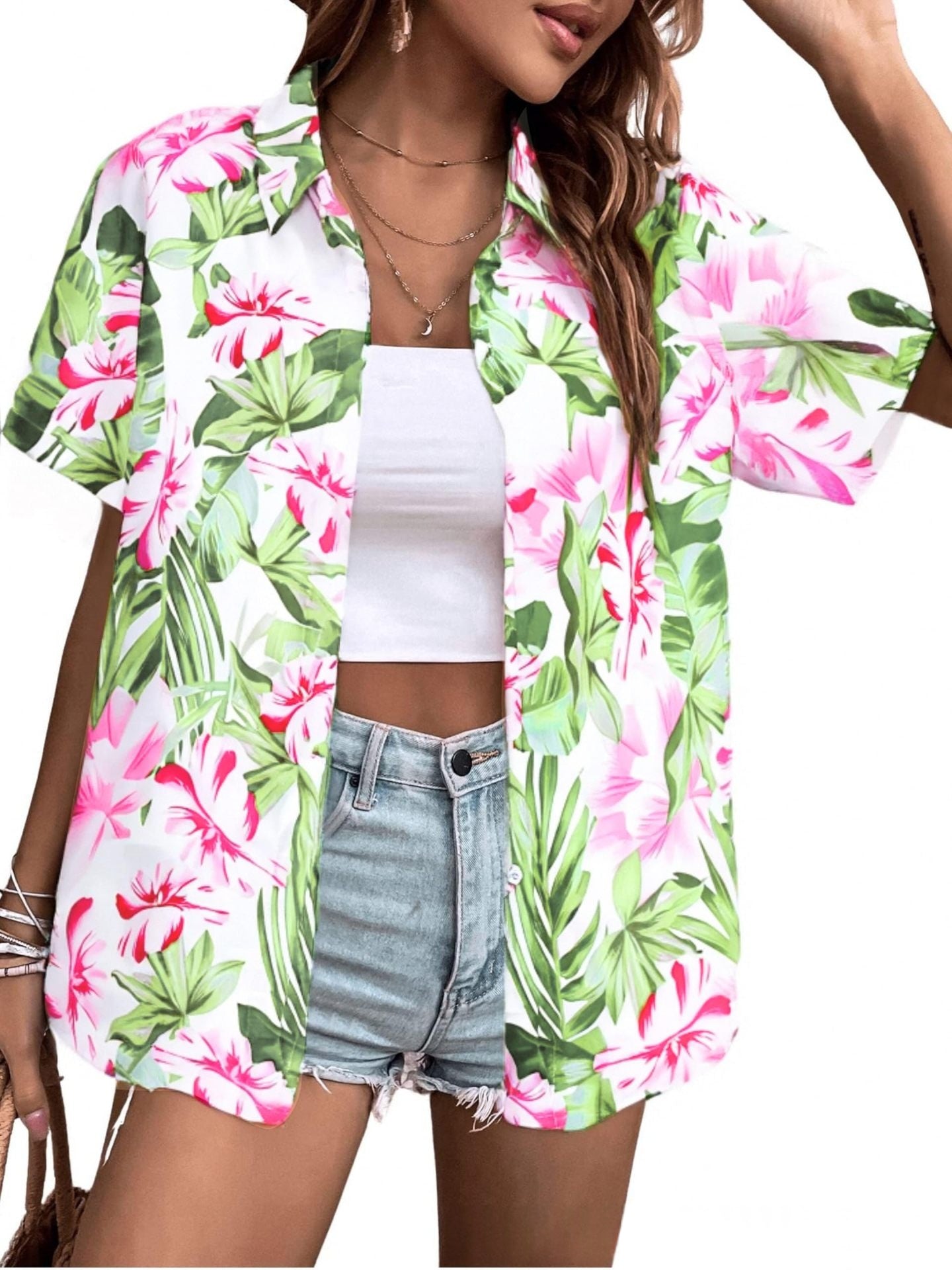 Bluse mit Blumenmuster, locker geschnitten