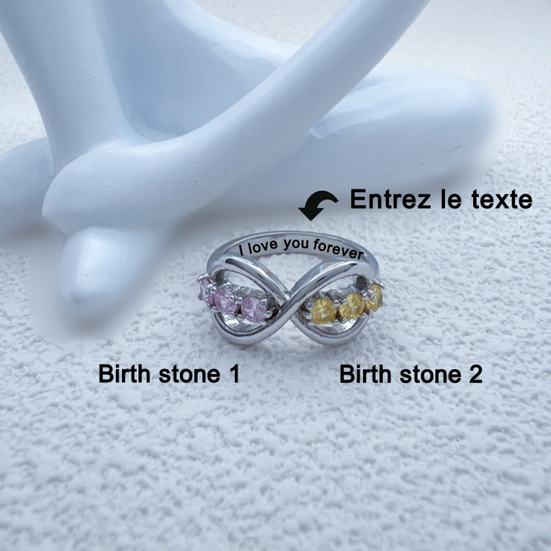 Unendlicher Geburtsstein-Ring mit Namen