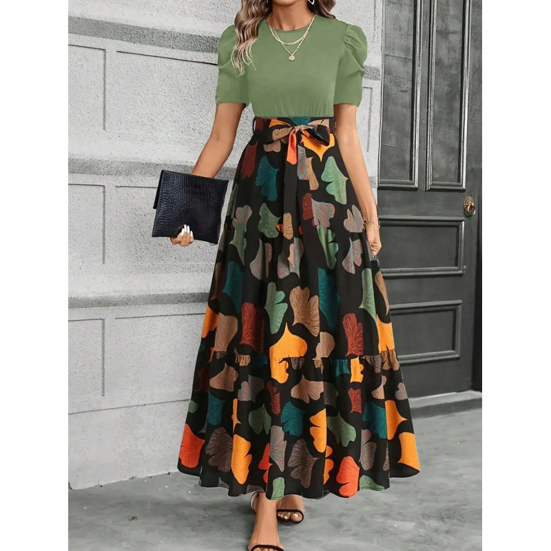 Langes bedrucktes Kleid mit Rundhalsausschnitt – Bild 10 | LuxeStyle