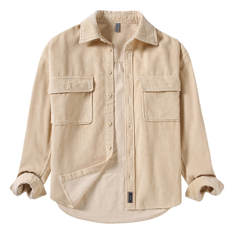 Lockeres Männershirt aus Cord – japanischer Retro-Stil – Bild 8 | LuxeStyle