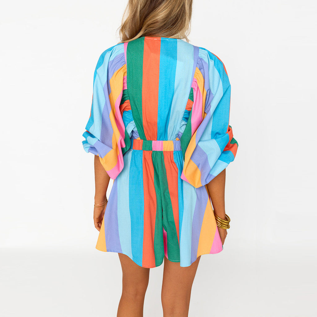 V-Ausschnitt Jumpsuit mit weitem Bein