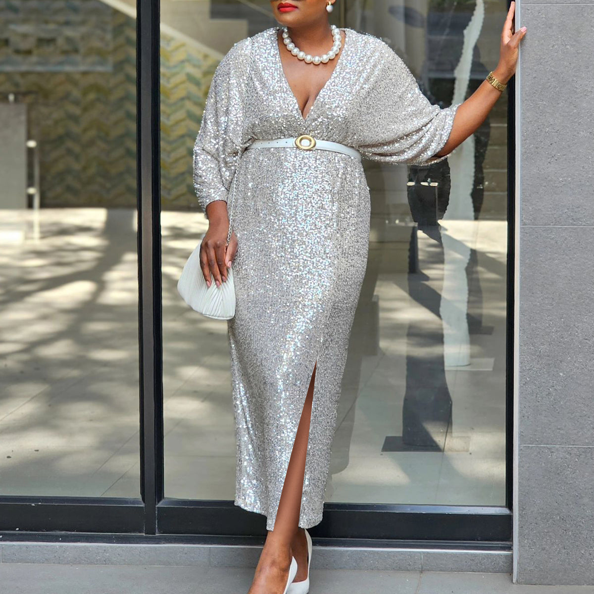 Silberne Plus-Size-Langenrock – Bild 2 | LuxeStyle