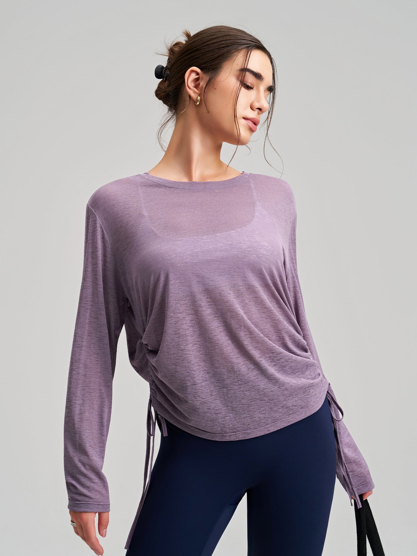 Langarm-Shirt mit Kordelzug für Yoga & Sport – Ansicht 7
