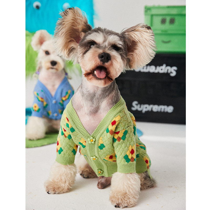 Hundestrickpullover mit Blumenmuster | LuxeStyle