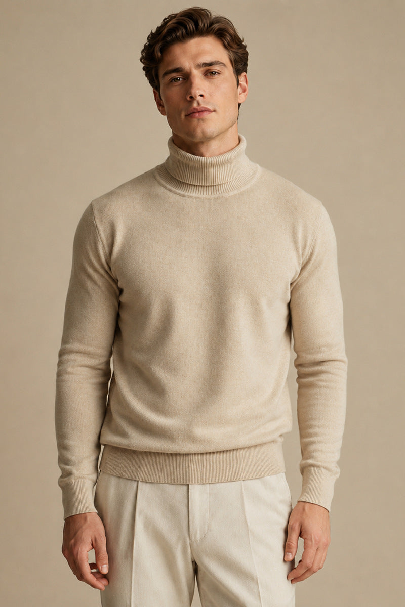 Herren-High-Neck-Longsleeve Winterpullover
