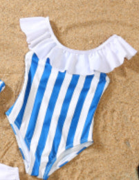 Partnerlook Bikini blau-weiss gestreift