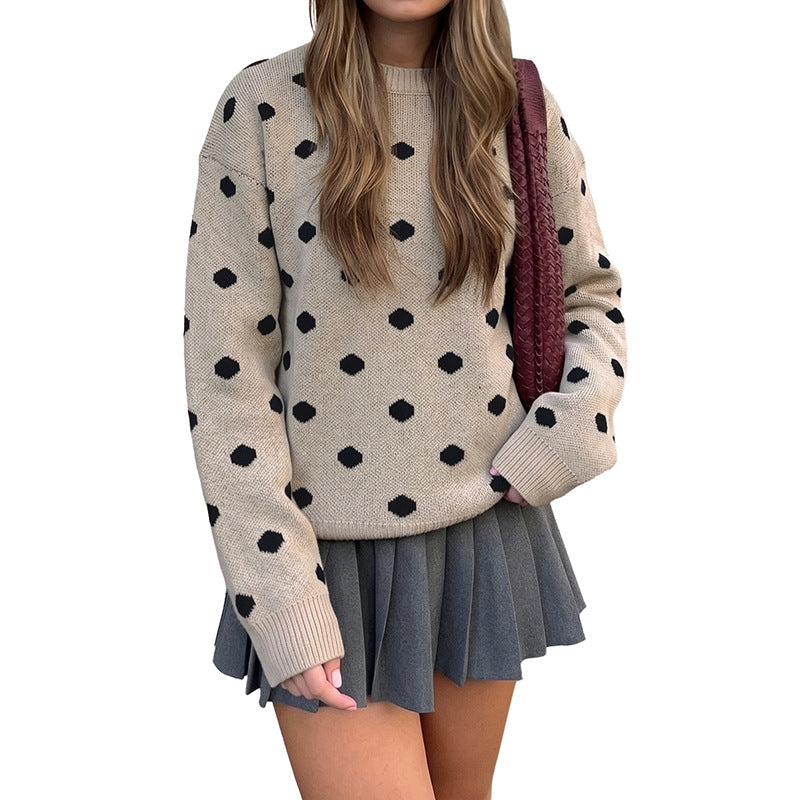 Gepunkteter Oversize-Pullover aus Arctic Fleece