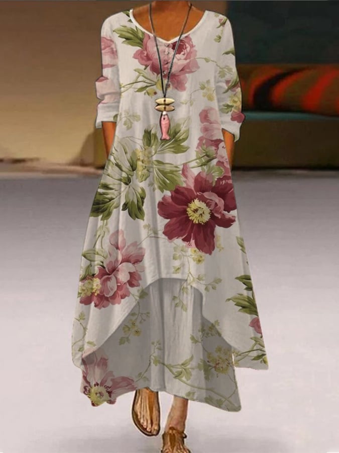 Maxikleid mit asymmetrischem Saum & 3D-Prägung – Bild 8 | LuxeStyle