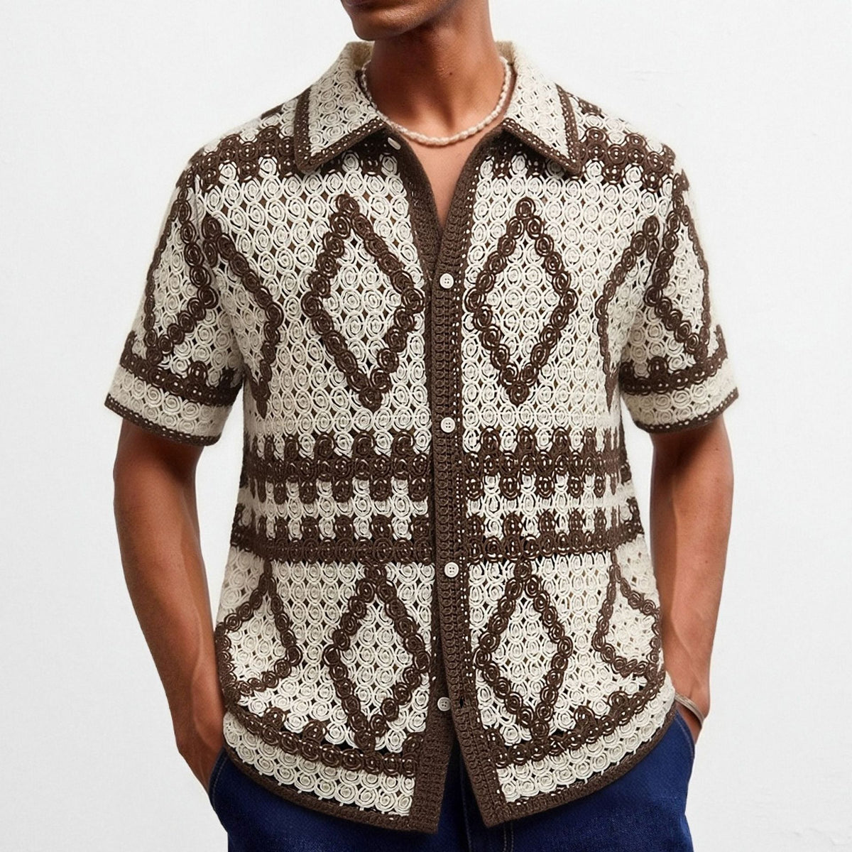 Herren-Retro-Diamant-Muster-Steppweste