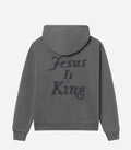 Grauer Distressed Hoodie mit überschnittenen Ärmeln – Ansicht 4