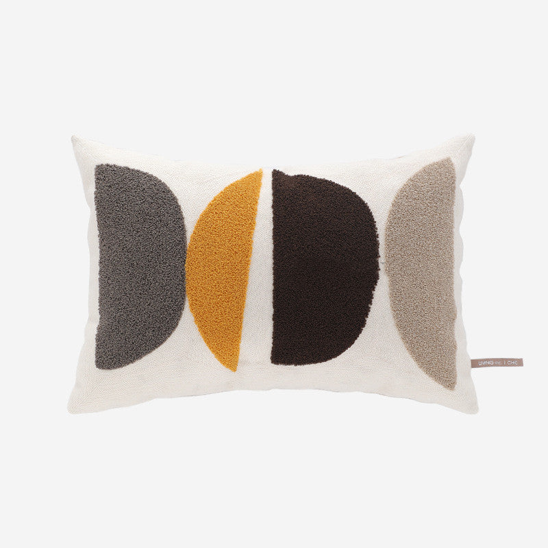 Geometrisches Kissen mit Farbblock-Stickerei – Bild 2 | LuxeStyle