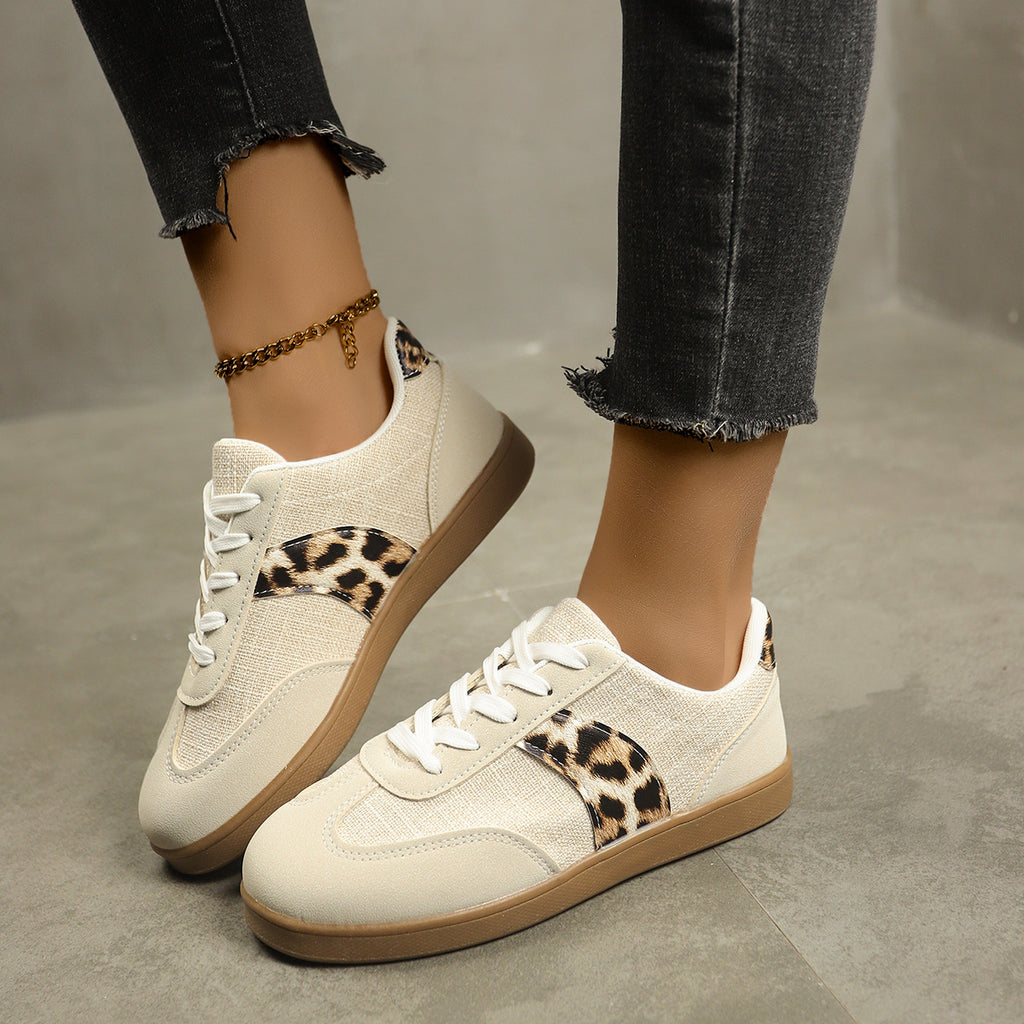 Vintage Leopard Print Schnürschuhe