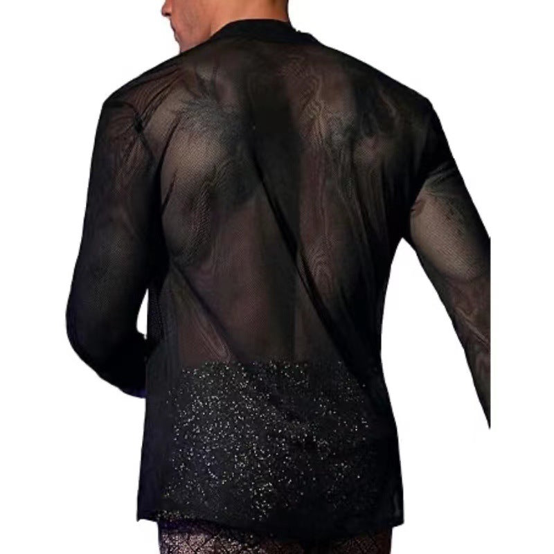 Transparenter Mesh V‑Neck Cardigan für Herren – Bild 4 | LuxeStyle