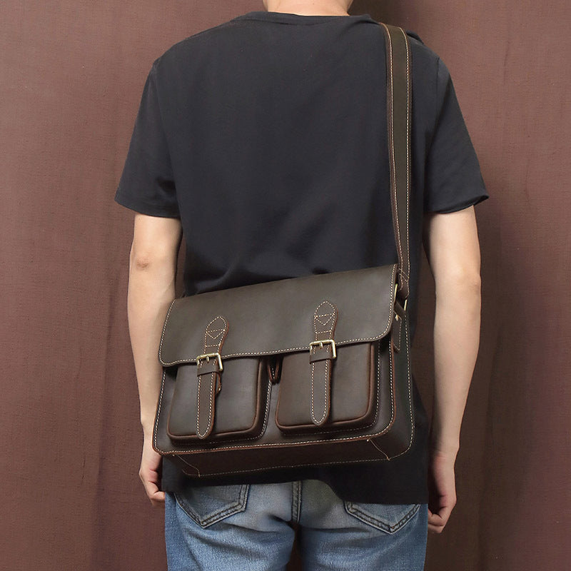 Retro-Messenger-Tasche aus Rindleder – Bild 3 | LuxeStyle