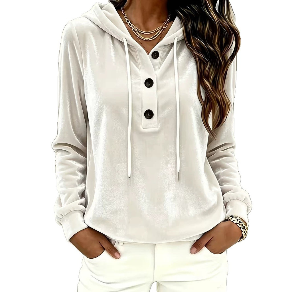 Kapuzenpullover mit Kordelzug und Knöpfen