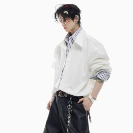 Gestreiftes Patchwork Hemd für Herren | LuxeStyle