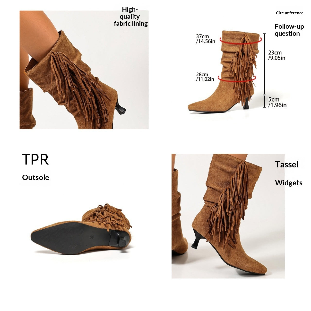 Fringen- Stiefel, Kamel