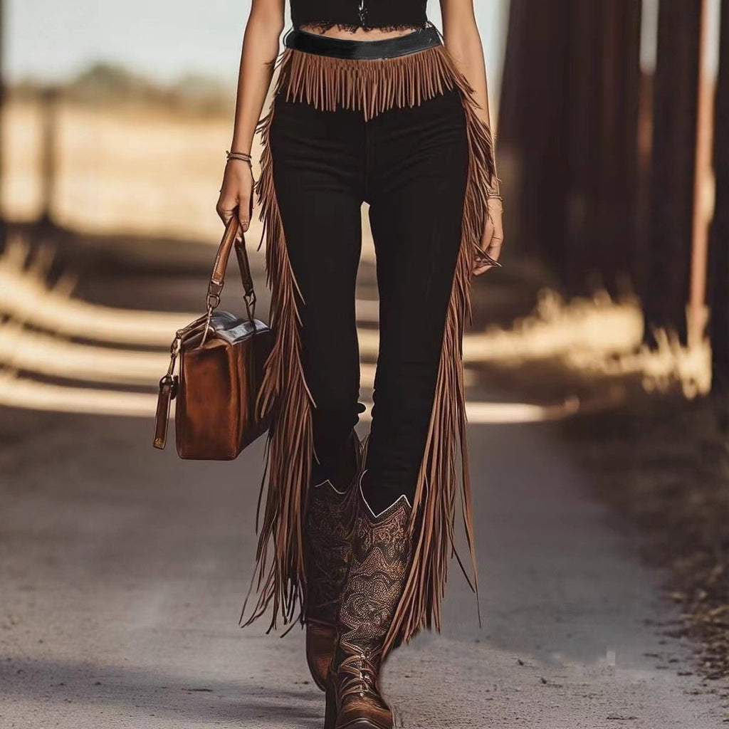 Leggings mit hohem Bund und Quasten