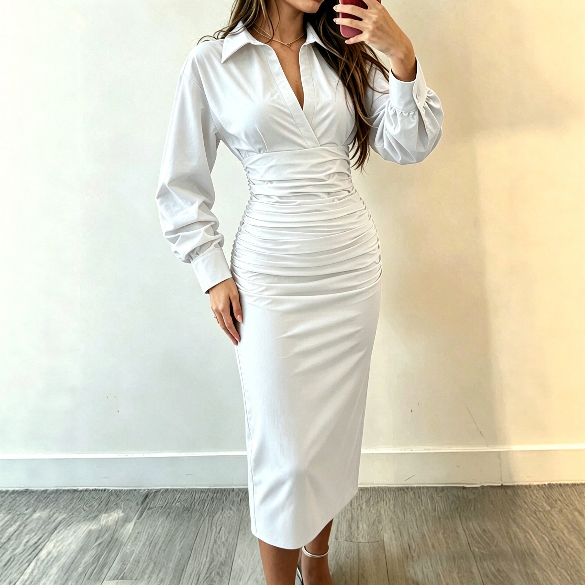 Hemdblusenkleid mit Taillengürtel