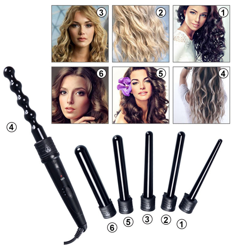 6-in-1 Lockenstab-Set mit Keramikaufsätzen – Bild 3 | LuxeStyle