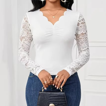 Elegantes Langarm-Spitzentop für Damen