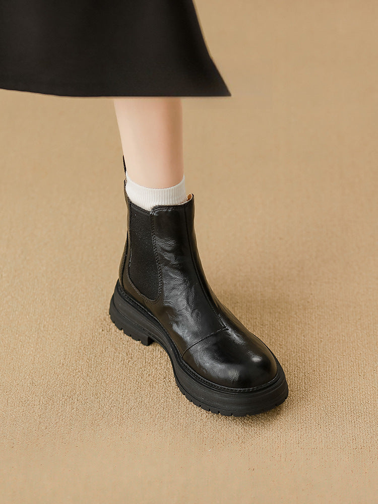Retro Ankle Boots mit dicker Sohle