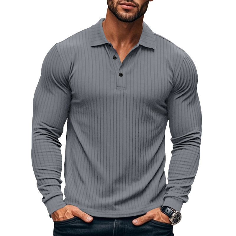 Herren Langarmshirt mit Revers und Knopfleiste – Bild 3 | LuxeStyle