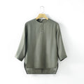 Leinen-T-Shirt mit Rundhals und 3/4-Ärmeln – Bild 9 | LuxeStyle