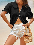 Damen Bluse mit Puffärmeln und Bubikragen