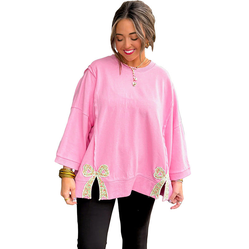 Designer-Patchwork Hoodie mit Schleife