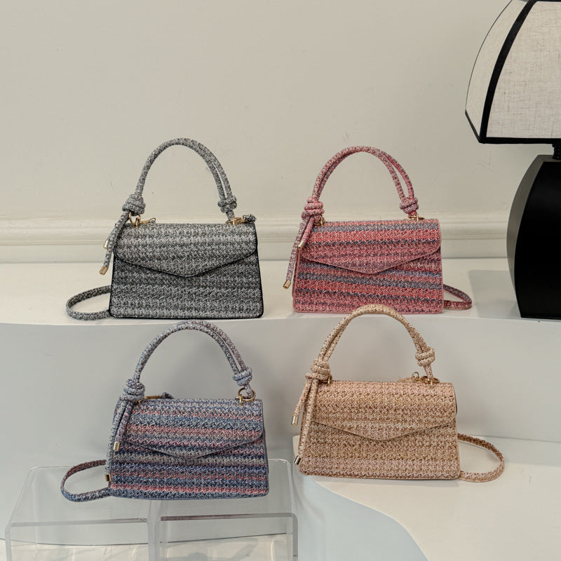 Gewebte Color-Block Crossbody-Tasche in vier Farben