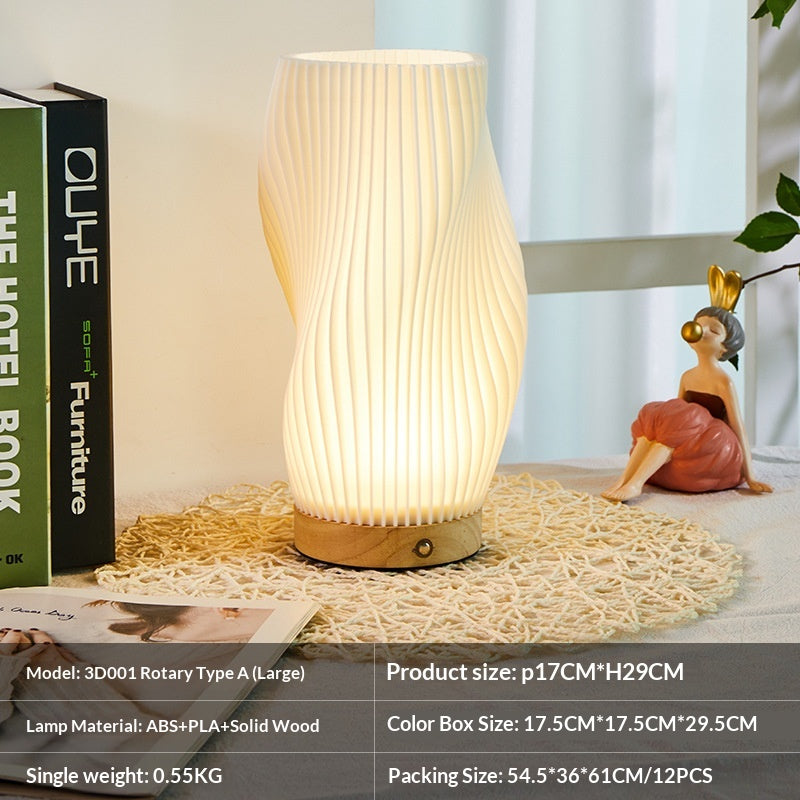 Nordische Nachttischlampe aus massivem Holz mit Ambientebeleuchtung