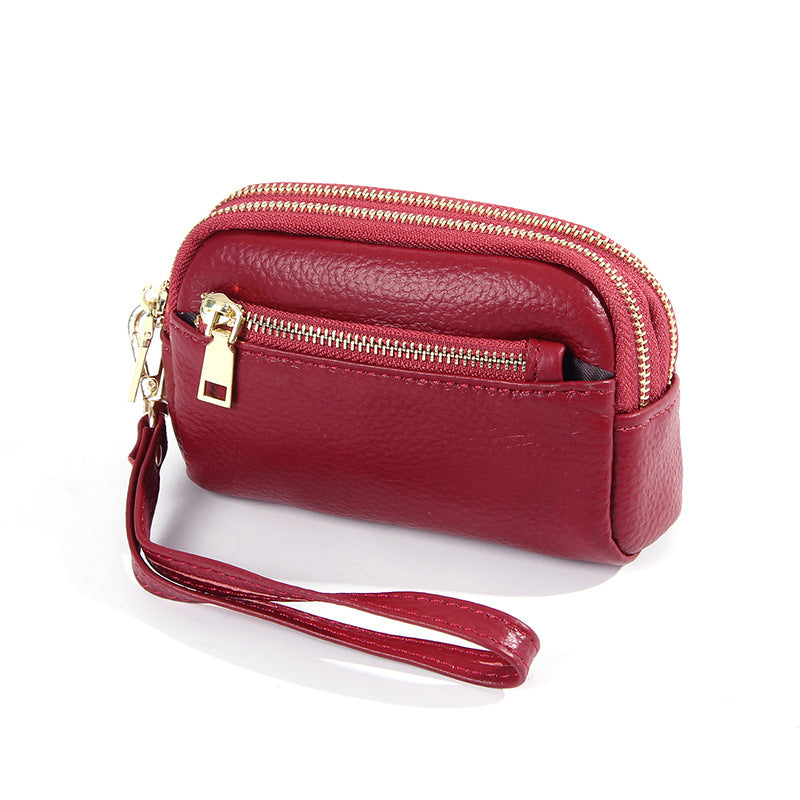 Minimalistische Leder-Münztasche mit drei Reissverschlüssen – Bild 9 | LuxeStyle