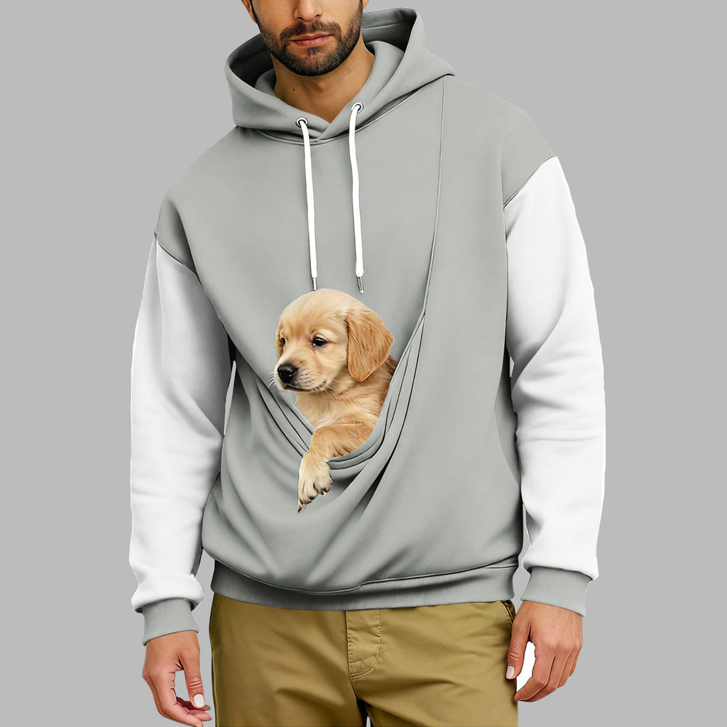 Retro-Hoodie mit Farbblock-Muster