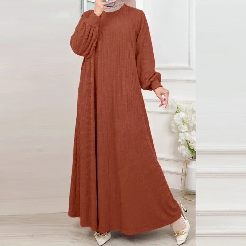 Lässiges Langarm-Kleid mit Rundhals