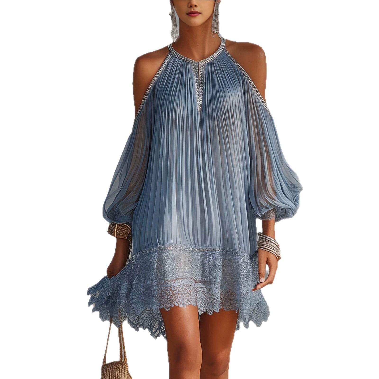 Luftiges Resort-Kleid mit Puffärmeln