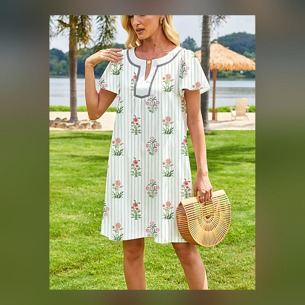 LuxeStyle-Edit · Floral-Sommerkleid «Capucine» · Puffärmel, leicht & luftig (Damen)