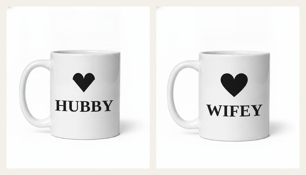 Hubby & Wifey Tassen-Set – photorealistisch
