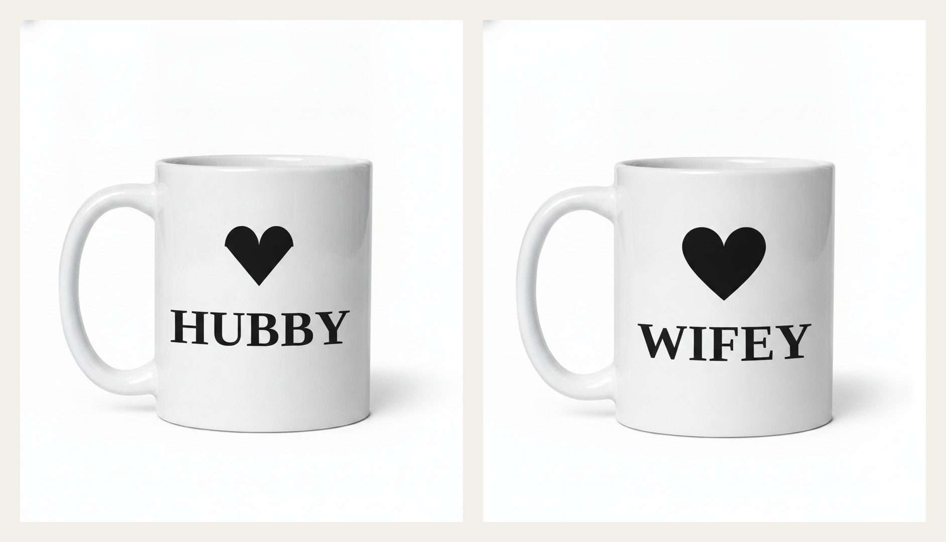 Hubby & Wifey Tassen-Set – photorealistisch