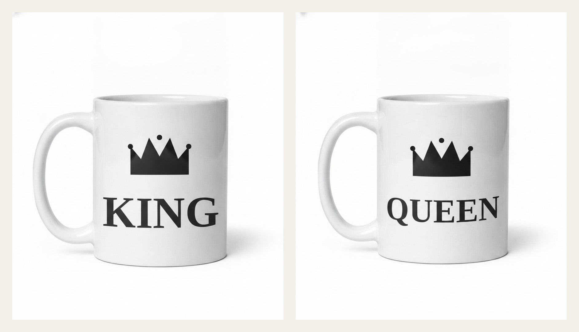 King & Queen Tassen-Set – zwei photorealistische Tassen