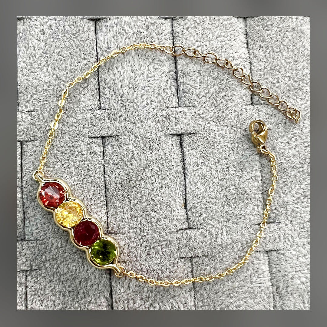 LuxeStyle-Edit · Geburtsstein-Armband «Pois» · zarte Kette mit Steinen