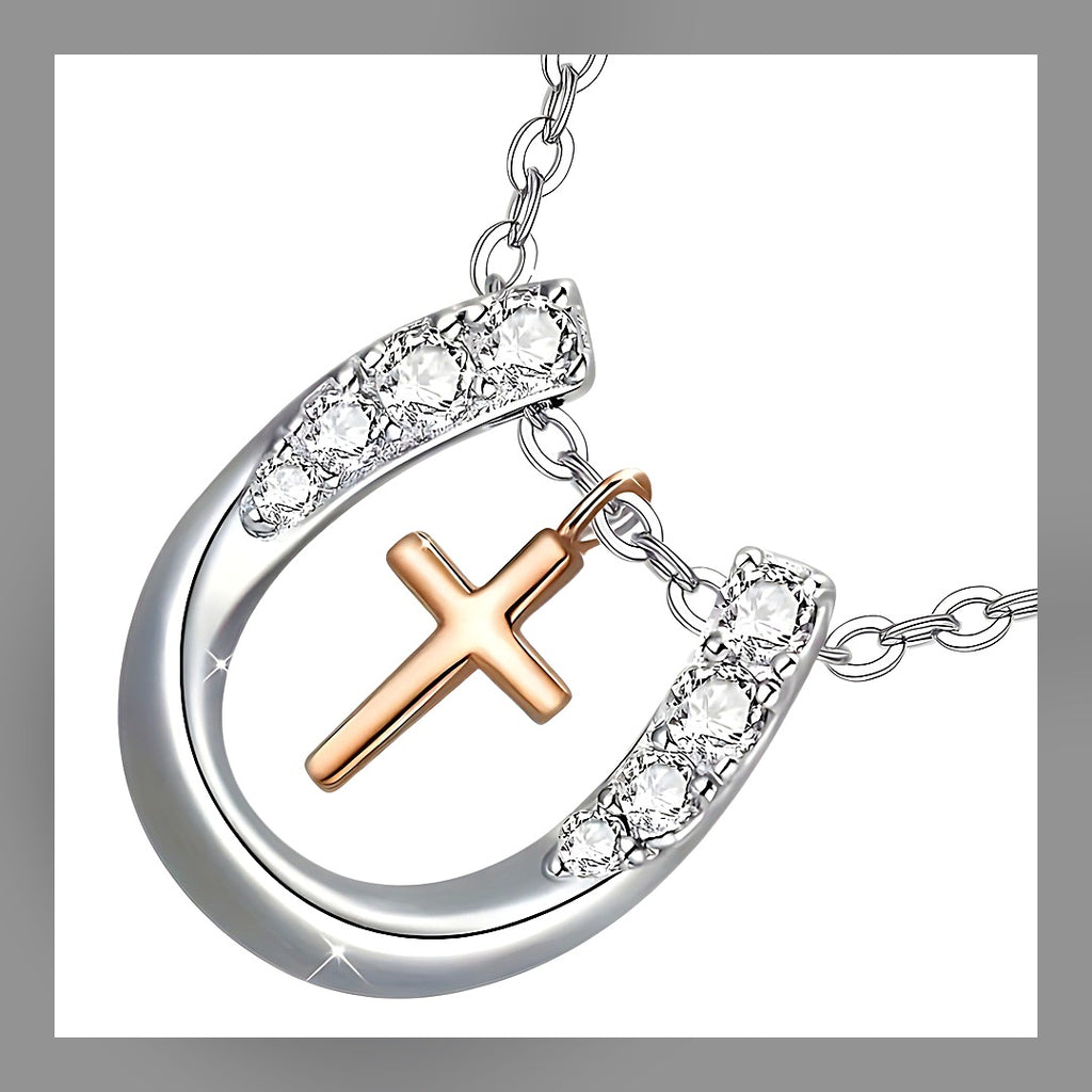 LuxeStyle-Edit · Glücks-Halskette «Fortune» · Hufeisen & Kreuz mit Zirkonia