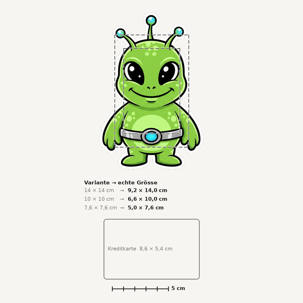 Grössenvergleich – Sticker «Alien Green» · 1 Stück