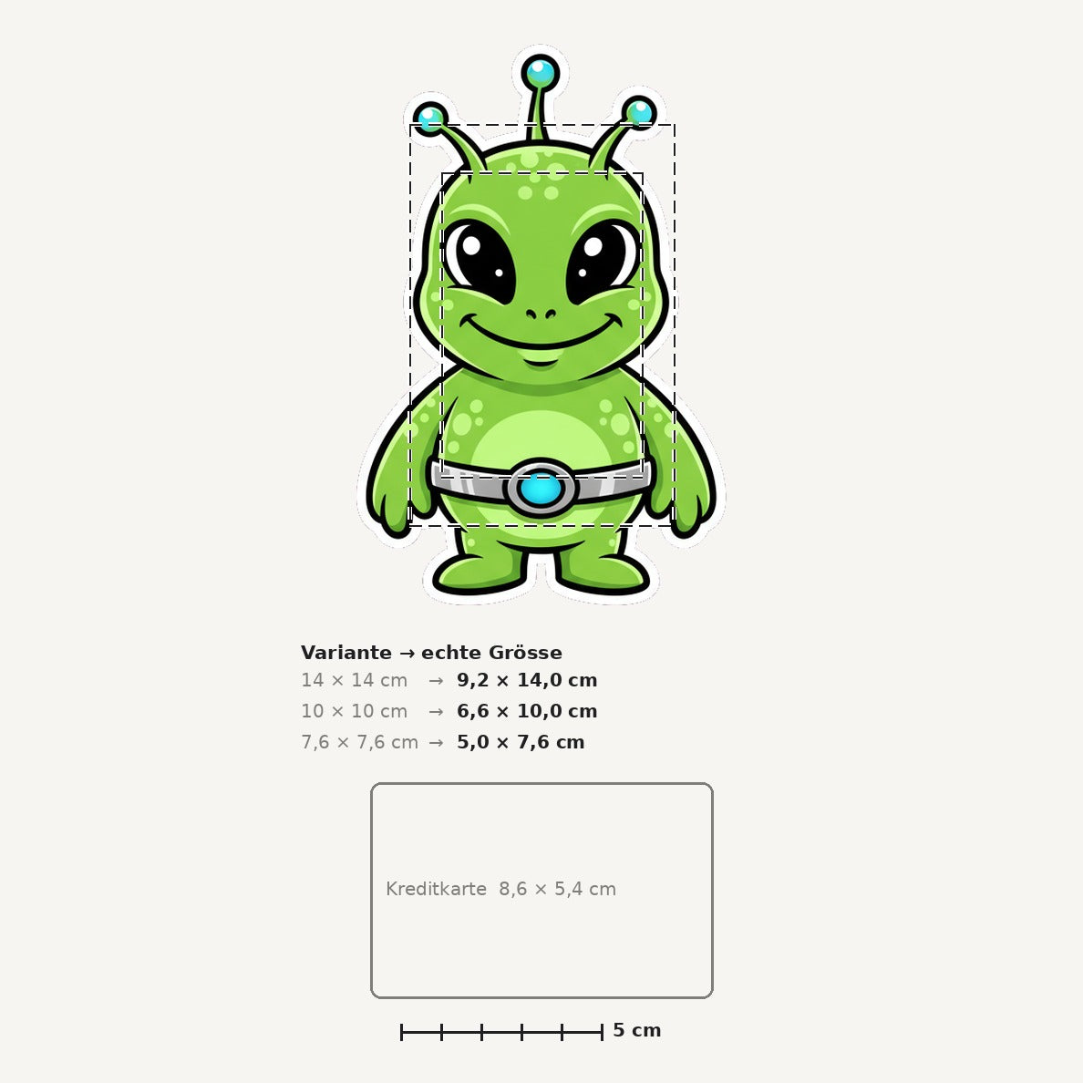 Grössenvergleich – Sticker «Alien Green» · 1 Stück