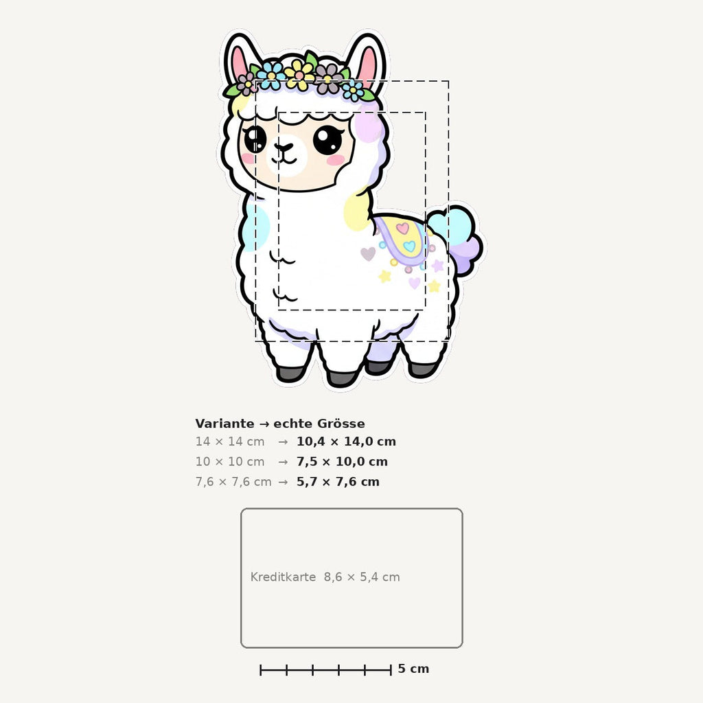 Grössenvergleich – Sticker «Alpaca» · 1 Stück